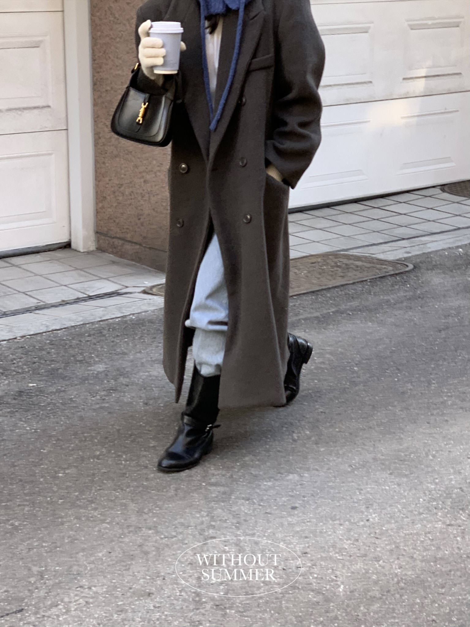 [withoutsummer] classic double coat (charcoal)