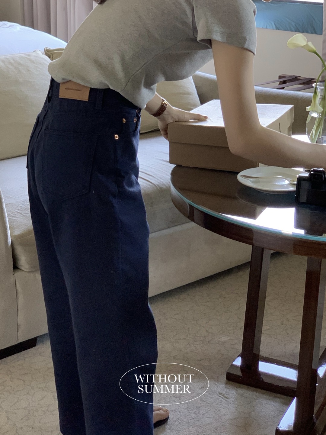 [withoutsummer] pear cotton pants_navy (한정수량)