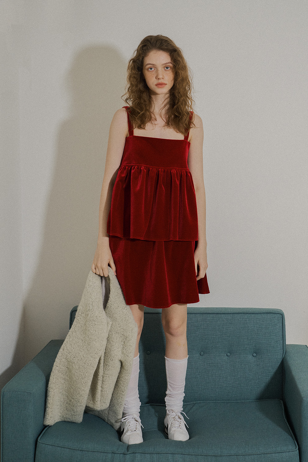 Velvet skirt_red