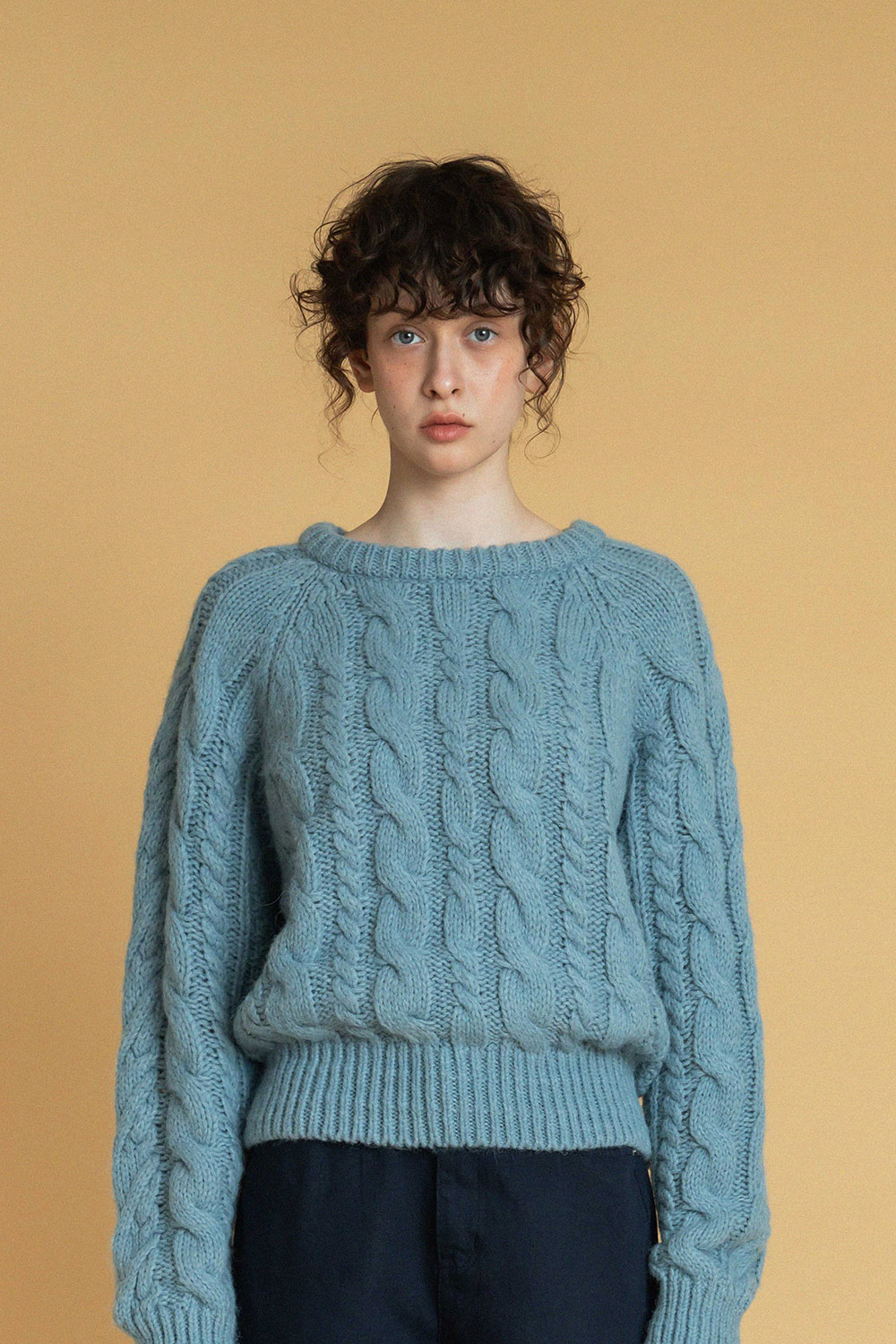 Robin cable knit_skyblue