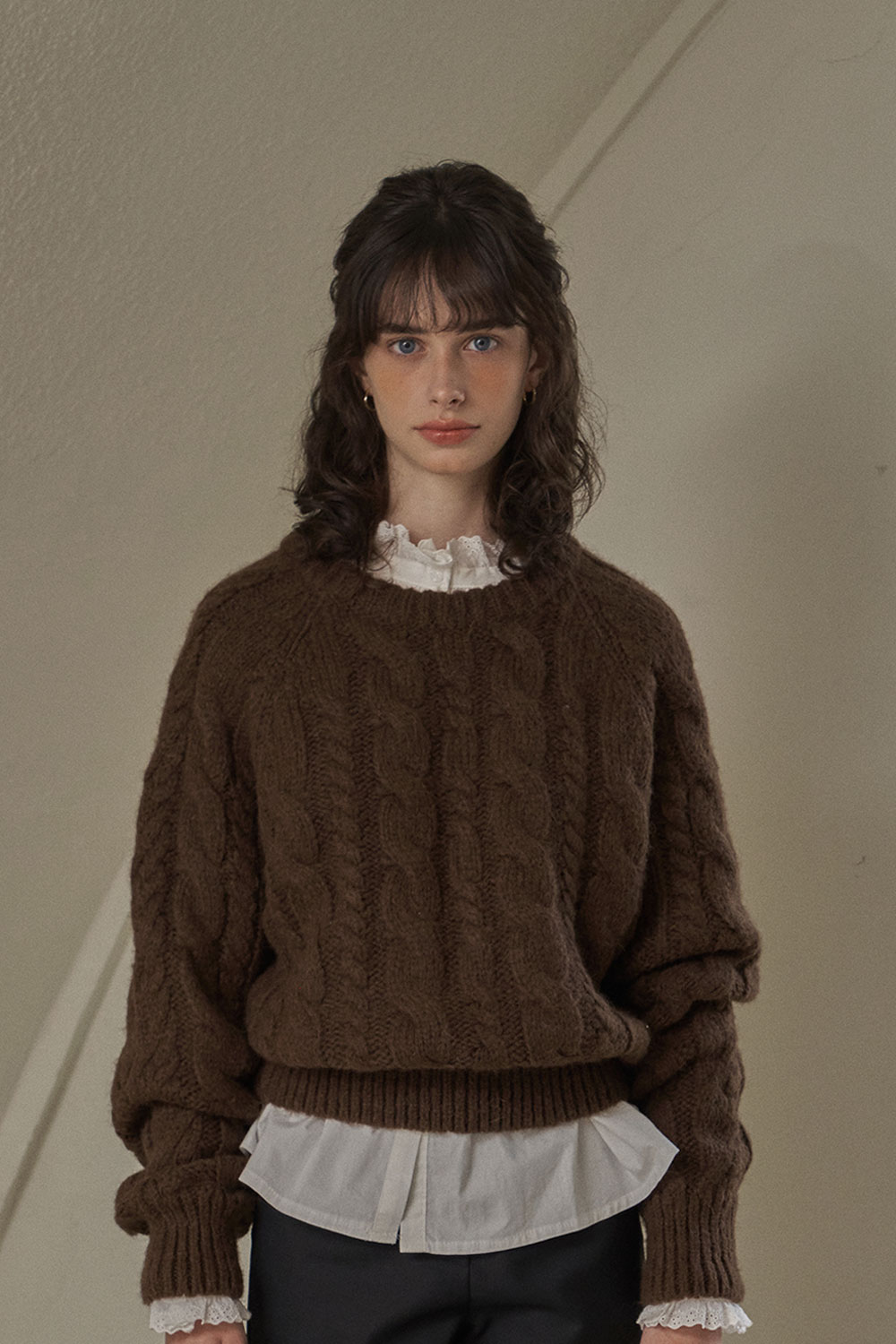 Robin cable knit_brown